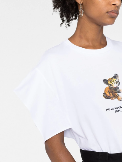 Shop Stella Mccartney Tiger-print Cotton T-shirt In White