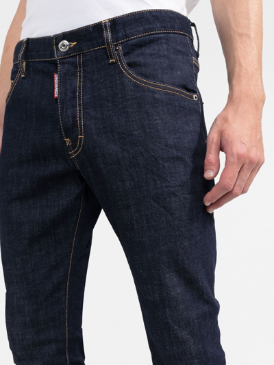 Shop Dsquared2 Logo-print Slim-fit Jeans In Blau