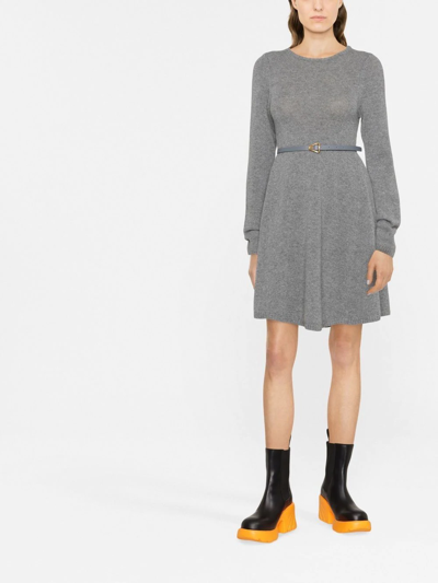 Shop Khaite The Fleurine Cashmere Minidress In Grau