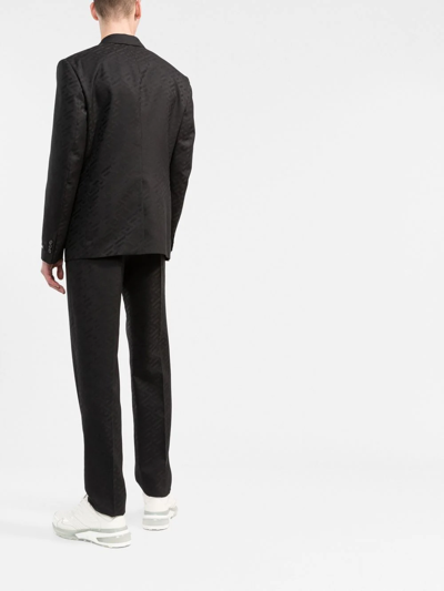 Versace La Greca Single-breasted Wool Blazer In Schwarz
