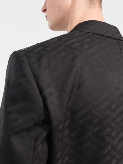 Versace La Greca Single-breasted Wool Blazer In Schwarz