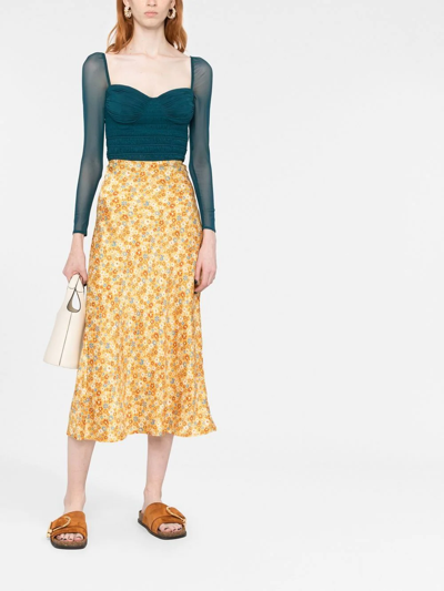 Self-portrait Shimmered Tulle Top In Blau