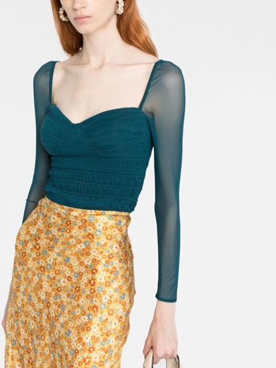 Self-portrait Shimmered Tulle Top In Blau