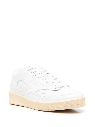 Shop Jil Sander Debossed-logo Low-top Sneakers In Weiss