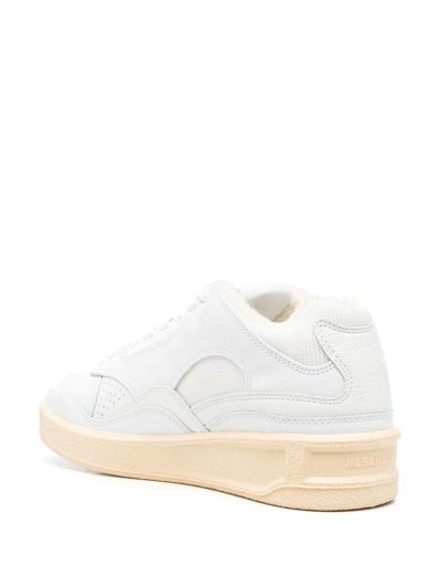 Shop Jil Sander Debossed-logo Low-top Sneakers In Weiss