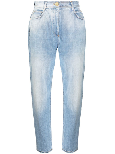 Shop Balmain Light-wash Straight-leg Jeans In Blau