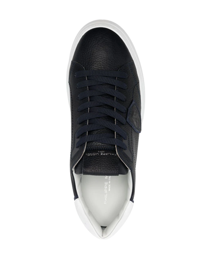 Shop Philippe Model Paris Temple Veau Leather Sneakers In Blau