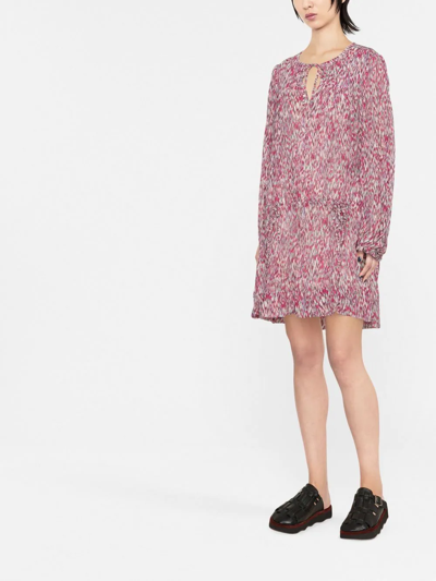 Shop Isabel Marant Étoile Abstract-print Drop-waist Dress In Rosa