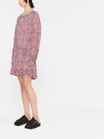 Shop Isabel Marant Étoile Abstract-print Drop-waist Dress In Rosa