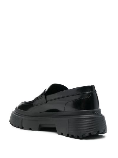 Hogan Chunky Leather Loafers In Schwarz
