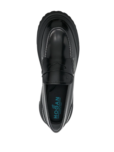 Hogan Chunky Leather Loafers In Schwarz