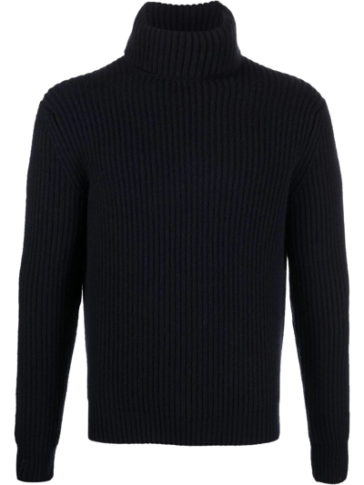 Shop Malo Ribbed-knit Roll-neck Jumper In Blau