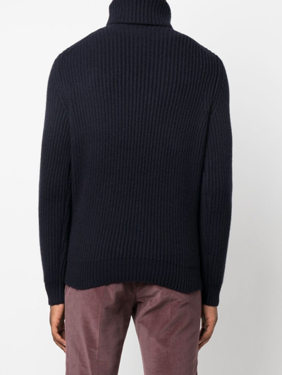 Shop Malo Ribbed-knit Roll-neck Jumper In Blau