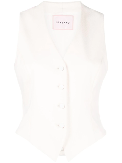 Shop Styland Tailored Sleeveless Waistcoat In Weiss