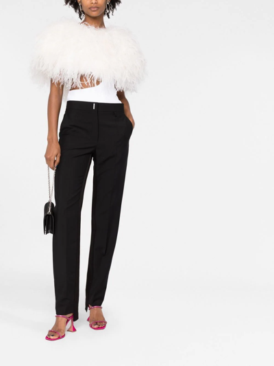 Styland One-shoulder Feather-detail Top In White