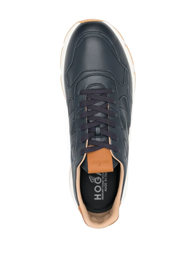 Shop Hogan Leather Embossed-logo Sneakers In Blau