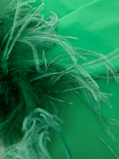 Styland Feather-trim Long-length Gloves In Grün