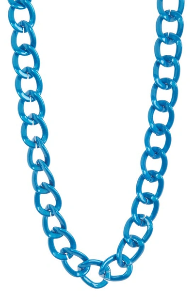 Shop Abound Metallic Curb Chain Necklace In Metallic Blue- Silver