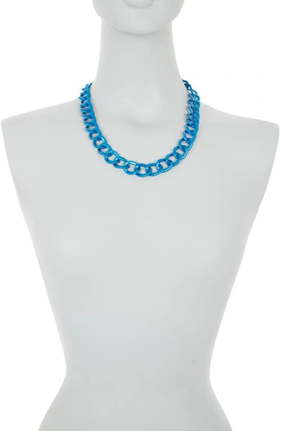 Shop Abound Metallic Curb Chain Necklace In Metallic Blue- Silver