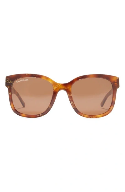 Shop Balenciaga 52mm Square Rectangle Sunglasses In Havana Brown