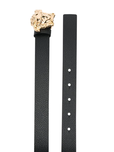 Versace Medusa-buckle Leather Belt In Black