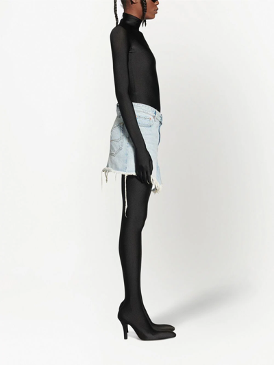 Shop Balenciaga Cut-up Denim Miniskirt In Blue