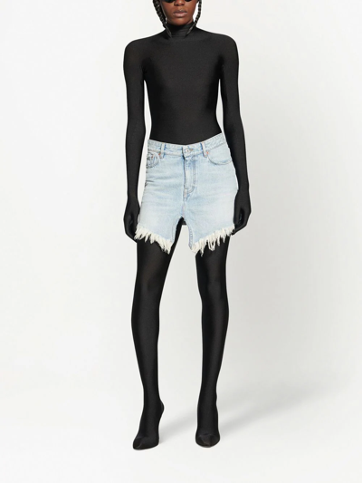 Shop Balenciaga Cut-up Denim Miniskirt In Blue