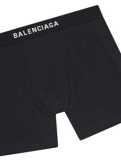 Shop Balenciaga Logo-waistband Boxer Briefs In Black