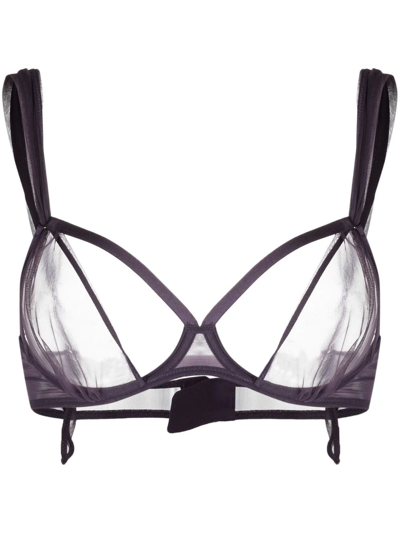 Shop Maison Close Naked Sheer Scarf Bra In Purple