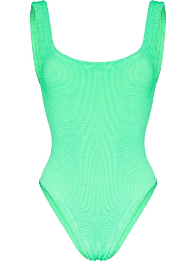 Shop Hunza G Square-neck Open-back Swimsuit In Green