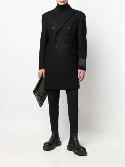 Shop Dsquared2 Double-breasted Cotton Coat In Black