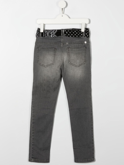 Shop Givenchy Tie-waist Stonewashed Denim Jeans In Grey