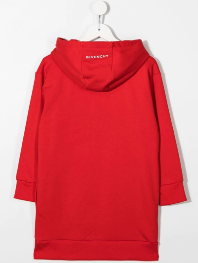 Shop Givenchy Long Sleeve Hoodie Dress In Red