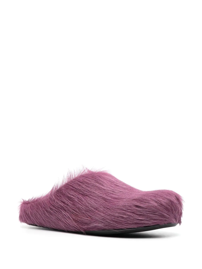 Marni Prune Violet Calf Hair Fussbett Mules In Purple