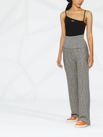 Shop Off-white Diag-print Knitted Trousers In Grey