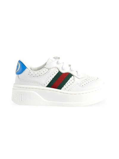 Shop Gucci Web Detail Chunky Sneakers In White