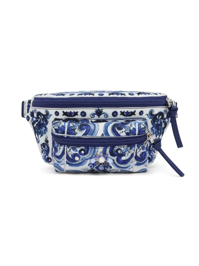 Shop Dolce & Gabbana Majolica-print Belt Bag In Blue