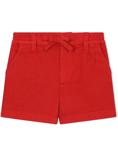 Shop Dolce & Gabbana Garment-dyed Gabardine Shorts In Red