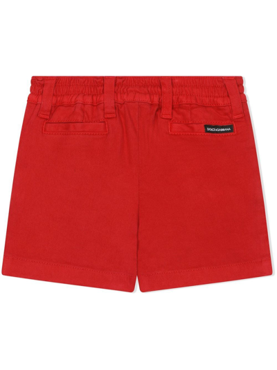 Shop Dolce & Gabbana Garment-dyed Gabardine Shorts In Red