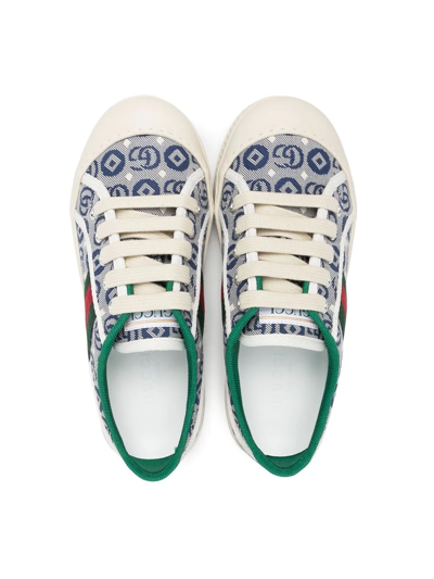 Shop Gucci 1977 Tennis Jacquard-print Sneakers In Blue