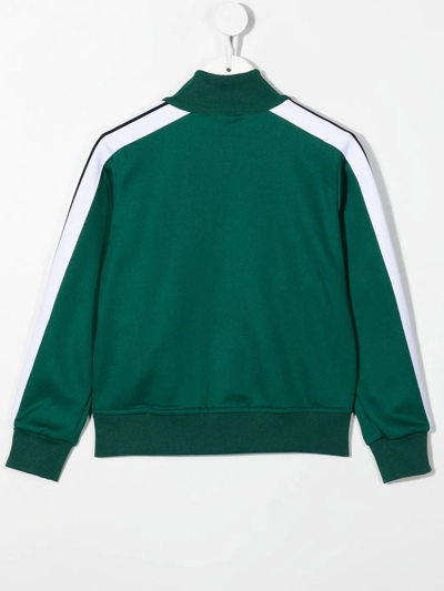 Shop Palm Angels Logo-print Zip-up Bomber Jacket In Green
