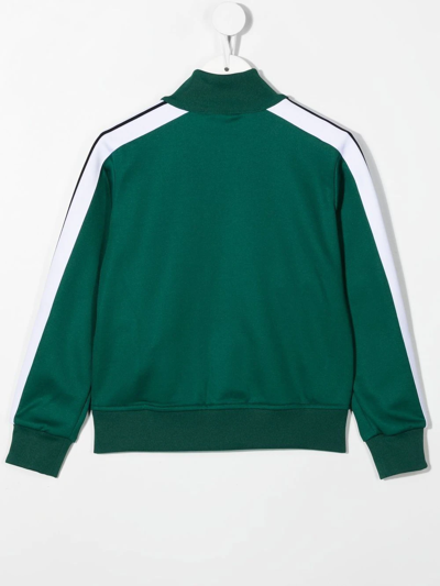 Palm Angels Logo-print Zip-up Bomber Jacket In Green