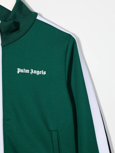 Shop Palm Angels Logo-print Zip-up Bomber Jacket In Green