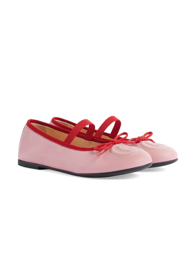 Shop Gucci Gg-embossed Ballerina Flats In Pink