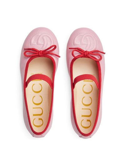 Shop Gucci Gg-embossed Ballerina Flats In Pink