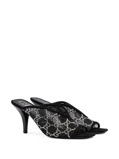 Gucci 90mm Gg Crystal-embellished Sandals In Black