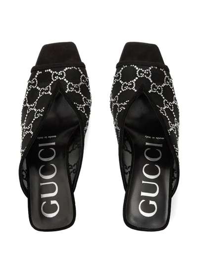 Gucci 90mm Gg Crystal-embellished Sandals In Black