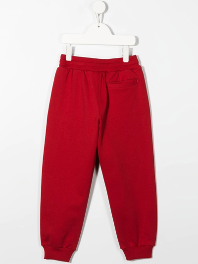 Dolce & Gabbana Embroidered-logo Drawstring-waist Track Pants In Red