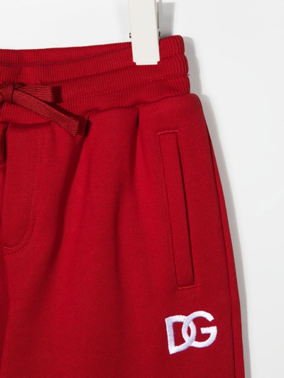 Dolce & Gabbana Embroidered-logo Drawstring-waist Track Pants In Red