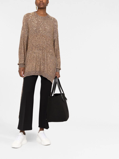 Stella Mccartney Sequinned Side-tie Jumper In Grey